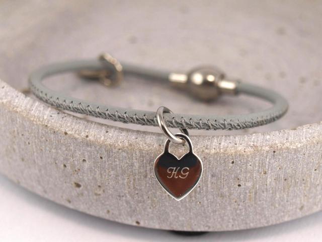 Lederarmband Ella mit Gravur Herz