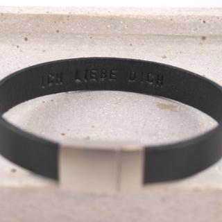 Paul der I Lederarmband mit Wunschtext auf der Innenseite schwarz ich liebe dich