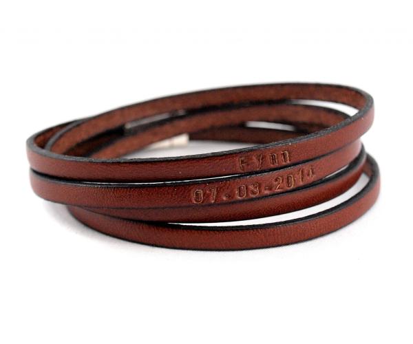 Herrenarmband Kim Leder-Armband mit Wunschtext personalisierbar, braun