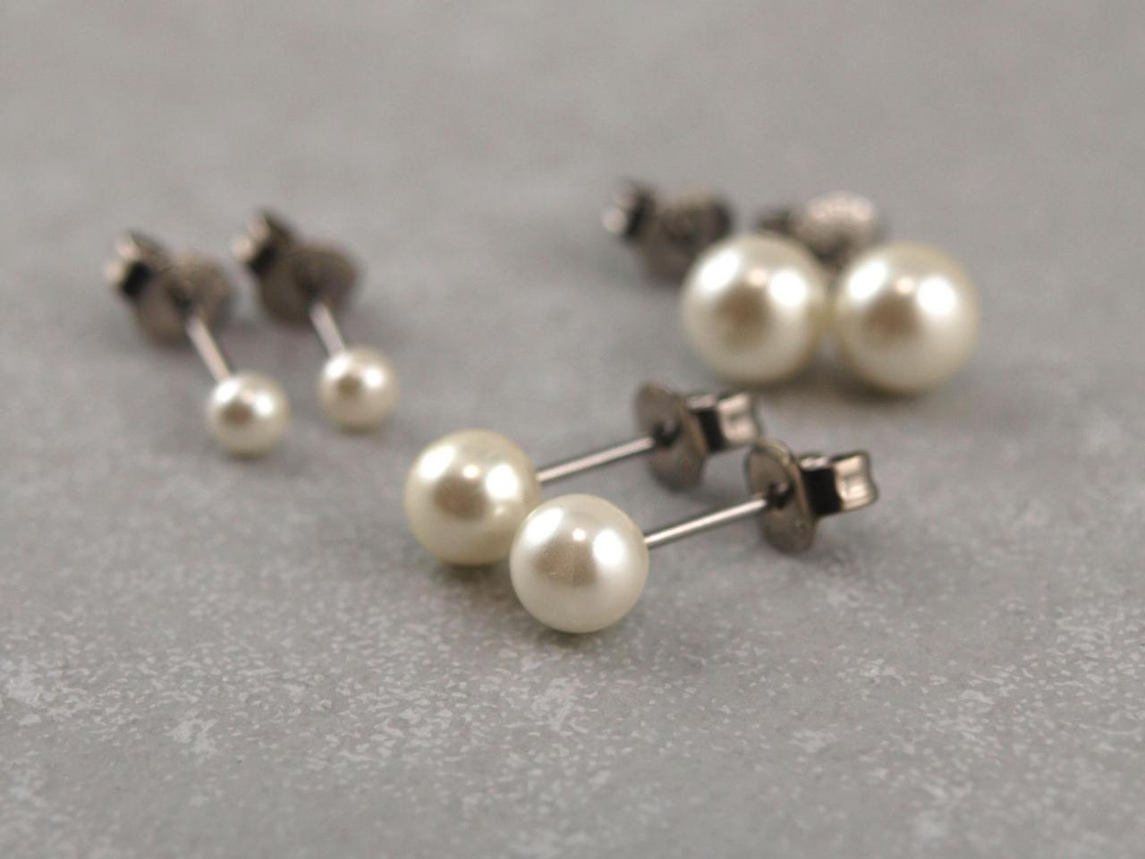 Ohrstecker Perle aus Chirurgenstahl, Allergiker geeignet, Ohrringe Perle
