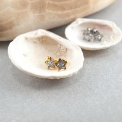 Ohrringe Stern von Studex Strass silber und Gold