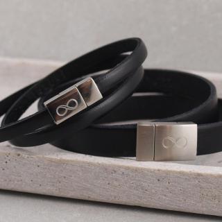 Partnerarmband P2 mit GRavur auf Edelstahlmagnet Unendlichkeitszeichen in der Farbe Schwarz 2