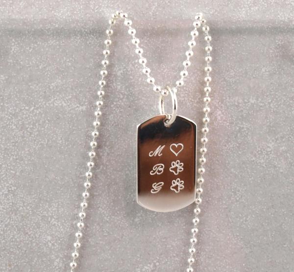 Kette Dog Tag Gravur Silber