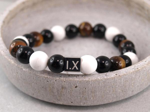 Perlenarmband Till aus verschiedenen Perlen, Onyx, Tigerauge