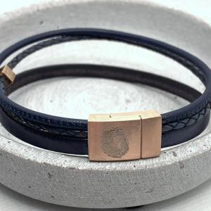 geflochtenes Lederarmband mit Gravur-option, rosegold, Charlie, Geschenkidee