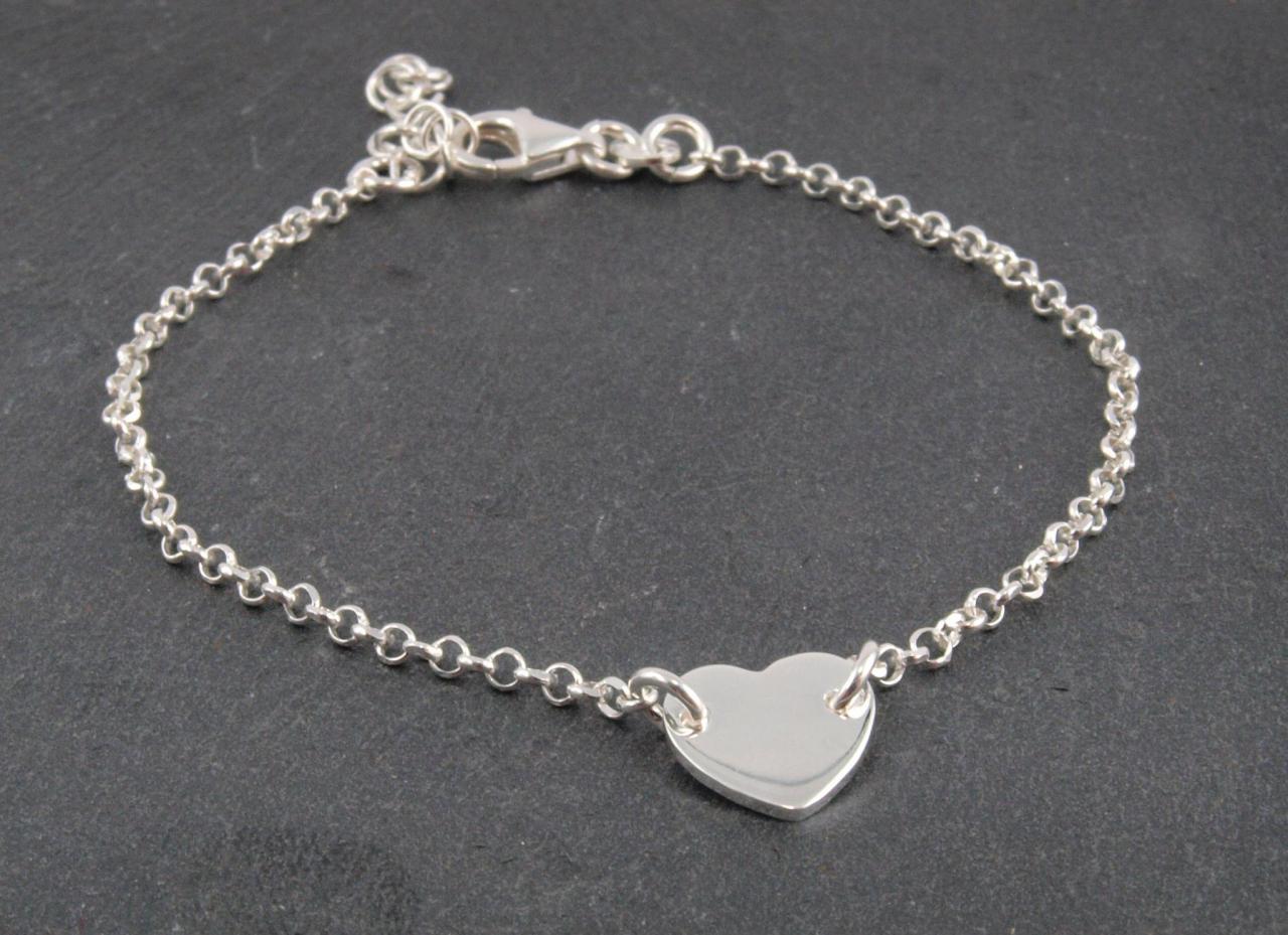 Filigranes Silber Armband mit Herz Gravur Groesse verstellbar Geburtsgeschenk