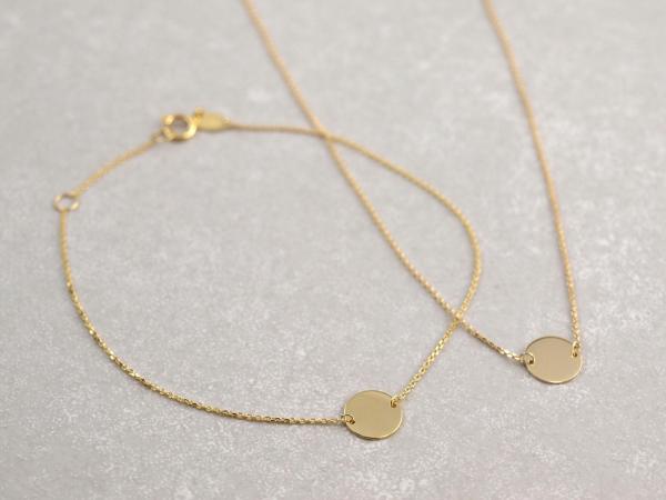 Armband und Collier Echt Gold 333 - 8 mm Plaettchen