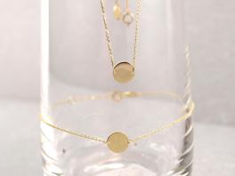 Armband und Collier Echt Gold 333 8 mm Plättchen