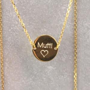 Echt goldene Kette mit Gravur-Option 333er Gold Mama Geschenk