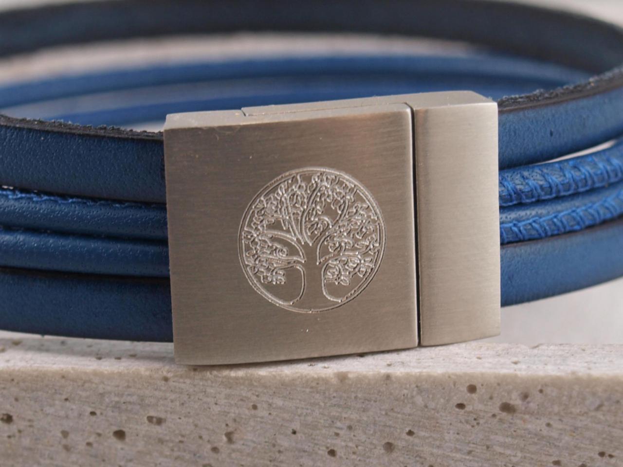 Silberner Magnetverschluss mit Lebensbaum Gravur