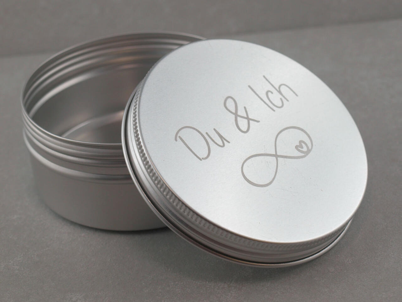 Du & Ich Dose Lasergravur, Geschenk für Partner