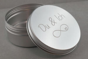 Du & Ich Dose Lasergravur, Geschenk für Partner