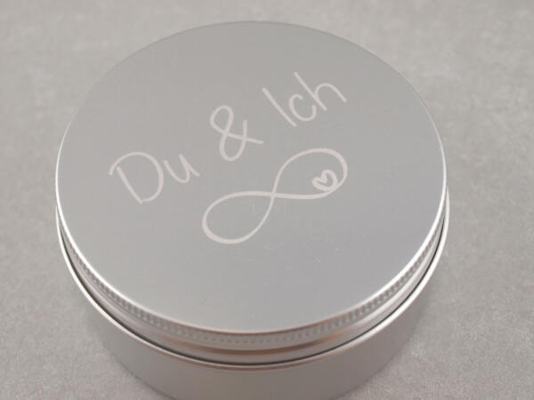 Du & Ich Dose Lasergravur, Geschenk für Partner