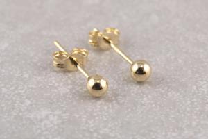 Echt goldener Kugelohrring aus 333er Gold mit 3 mm Durchmesser
