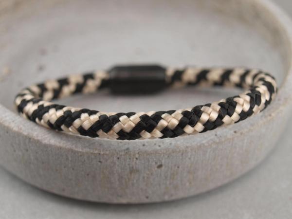Ari Blackedition Segeltau Armband mit Gravur Option schwarz-beige
