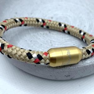 Armband aus Segeltau mit Gravuroption, Ari, Goldverschluss