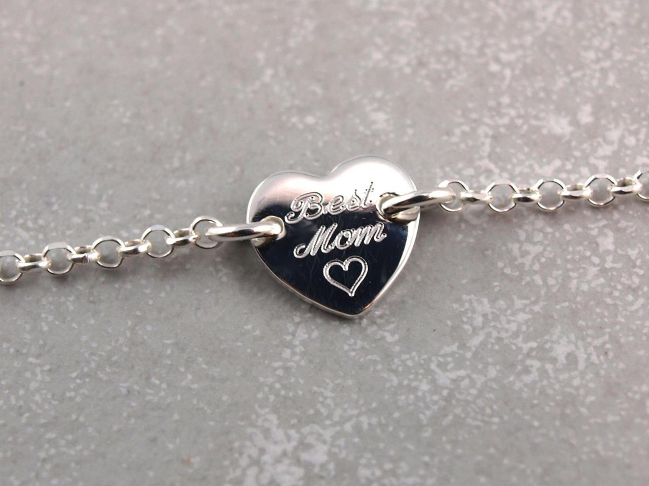 Best Mom Armband mit graviertem Herz echt Silber die Geschenkidee für Mama zu Muttertag