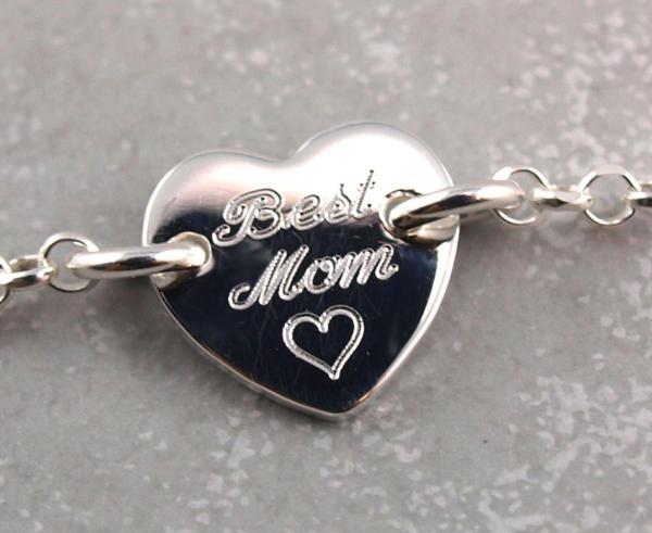 Best Mom Armband mit graviertem Herz echt Silber die Geschenkidee für Mama zu Muttertag