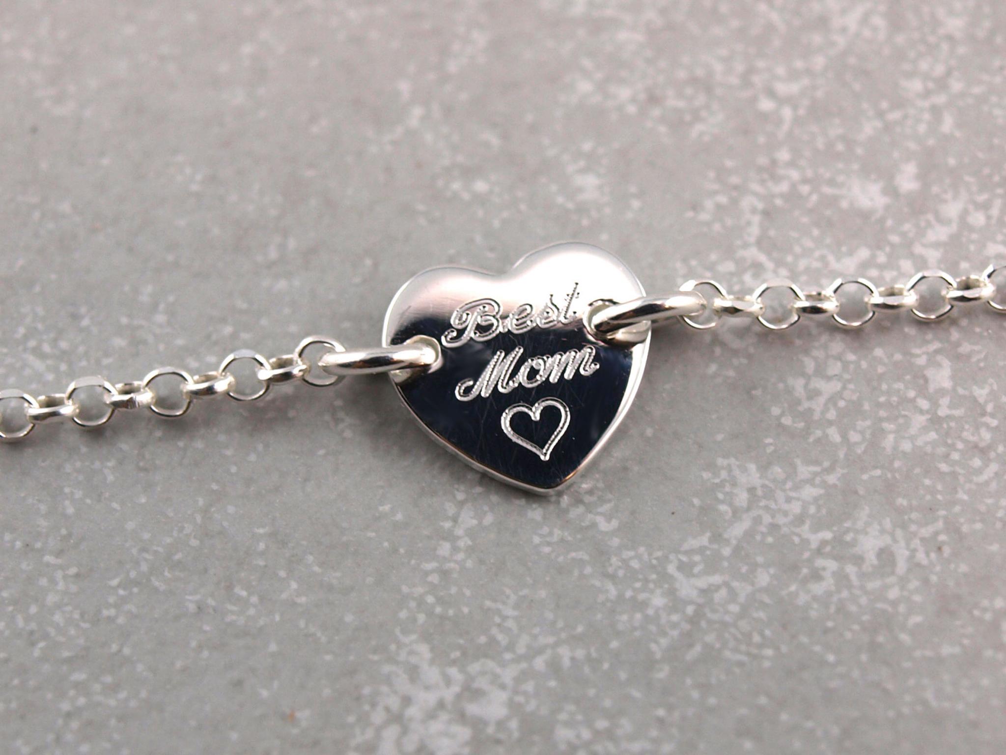 Best Mom Armband mit graviertem Herz echt Silber die Geschenkidee fuer Mama