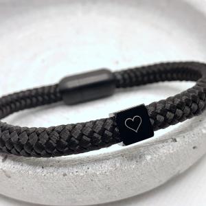 Segeltau Armband mit Wuerfel, Schwarz