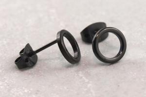 Titan Ohrstecker Kreis 23 Grad schwarz