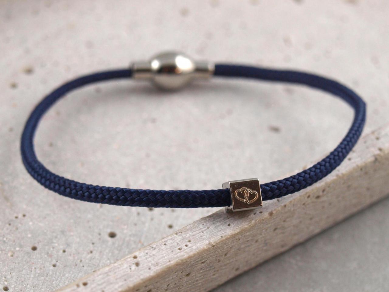 Segeltau Armband Kaya mit kleinem Würfel dunkelblau