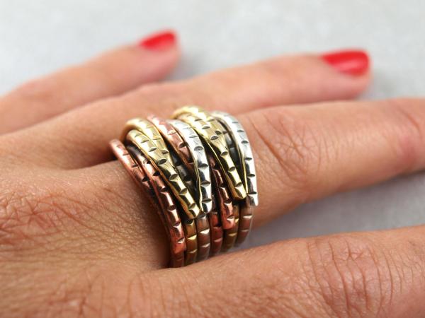 Dreifarbiger massiver Ring aus 925er Silber in gold, Roségold und Silber