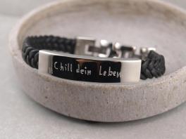 Schild Armband mit individueller Gravur -chill dein Leben-