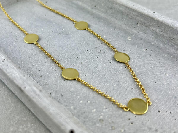 Familienkette Gold mit 5 Plättchen, Namenskette viele Kinder Gold_