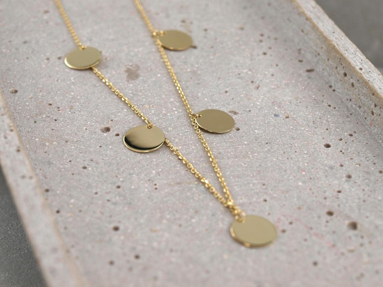 TOVABA Damen Halskette Gold - Geometrisches Design Mit 5 Anhängern, Hypoallergen