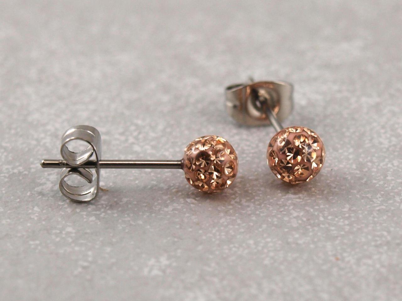 Hypoallergener Ohstecker, Chirurgenstahl, Feuerball, Glitzerball, Epoxy beige