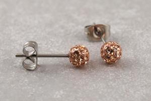 Hypoallergener Ohstecker, Chirurgenstahl, Feuerball, Glitzerball, Epoxy beige