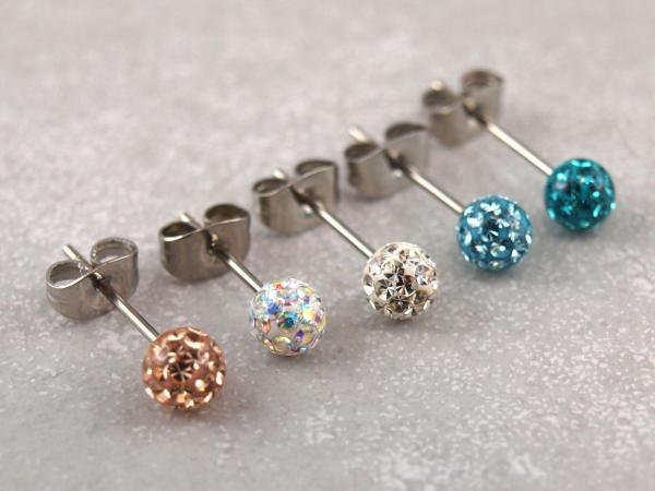 Hypoallergener Ohstecker, Chirurgenstahl, Feuerball, Glitzerball, Epoxy_