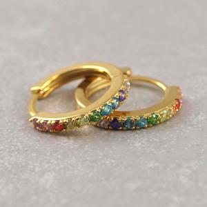 Vergoldete Kreole aus 925er Silber mit Zirkonia Steinen, Rainbow