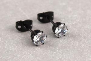 Titan Ohrstecker Kronenfassung schwarz 5 mm