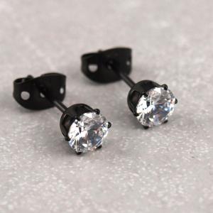 Titan Ohrstecker Kronenfassung schwarz 5 mm