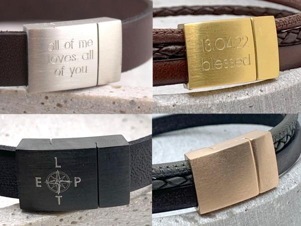 Armband Magnet Verschluss mit Gravur in Gold, Silber, Roségold, Schwaz