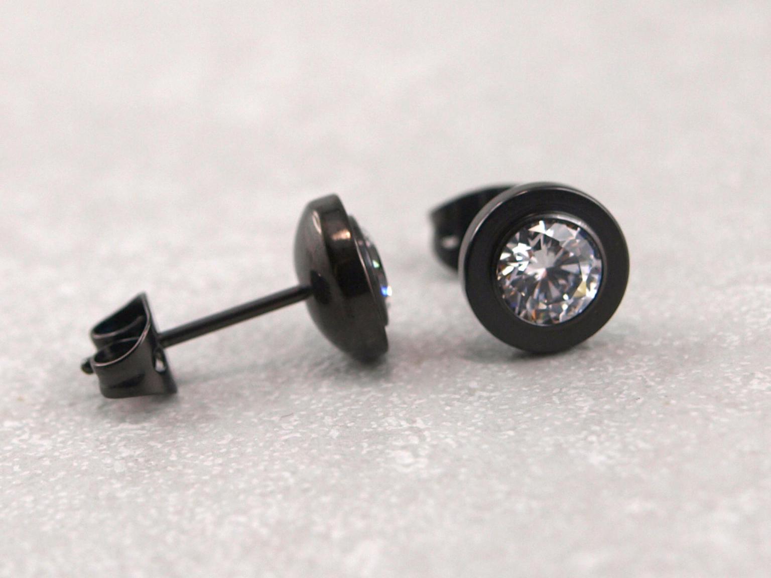 10 Paar Ohrringe Herren Edelstahl - Hypoallergen Silber & Schwarz