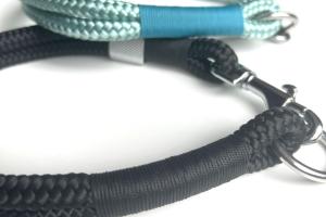 Halsband aus Segeltau mit Gravur-Option, Farbe schwarz oder salbei