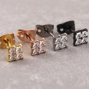 Titan Ohrstecker, Hypoallergener Ohrstecker, Kristall Quadrat, Strass, viele Farben