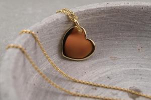 Collier inklusive Herzanhänger, Silber vergoldet, Geschenkidee, Liebe