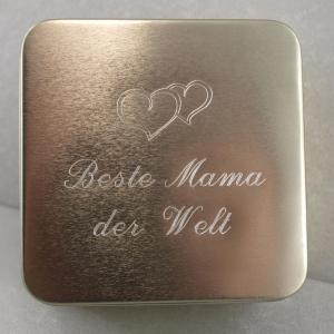 Goldene Geschenkdose mit Gravur, Beste Mama der Welt