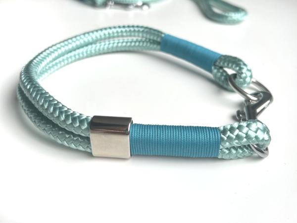 Halsband aus Segeltau mit Gravur-Option, Farbe Salbei