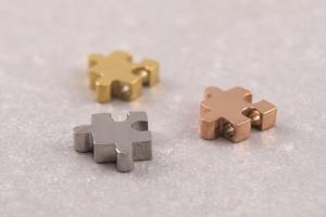 Puzzle-Perle aus Edelstahl it Gravur-Option, Silber, Gold, Rosegold