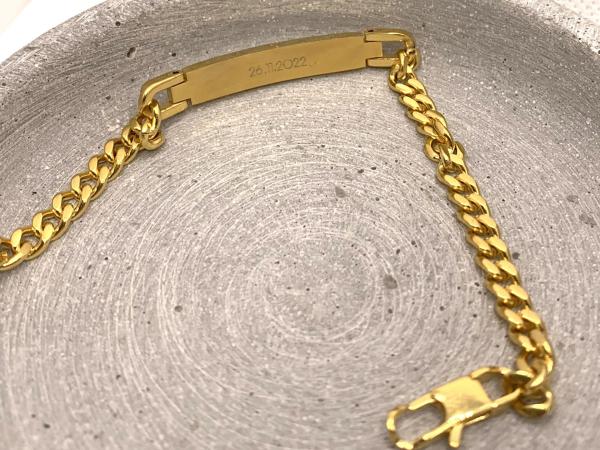 Titan Panzer Armband Gold, Gravur auf der Innenseite, Datum, Geschenkidee