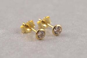 Echt goldene Ohrringe mit Zirkonia, 3,5 mm