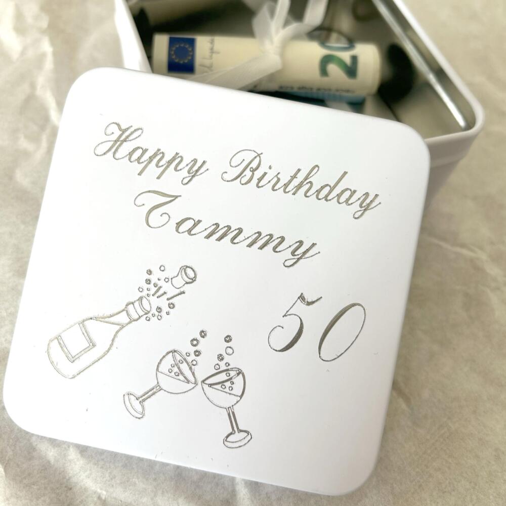 Geldgeschenk, personalisiert, Idee zum Geburtstag, Geschenkdose