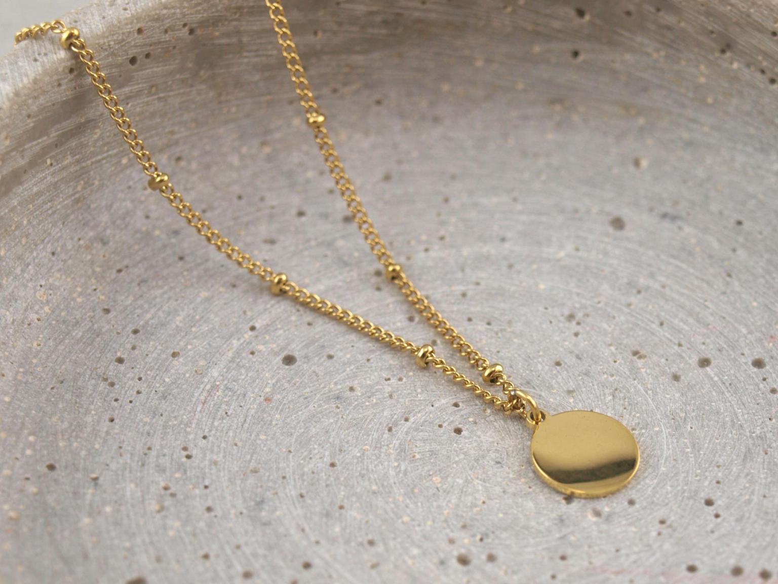 Zierkette Gold Mit Gravur Anh nger zierkette-gold-mit-gravur-anh-nger