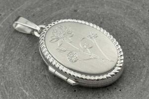 Medaillon Silber Groß mit Geburtsblumen