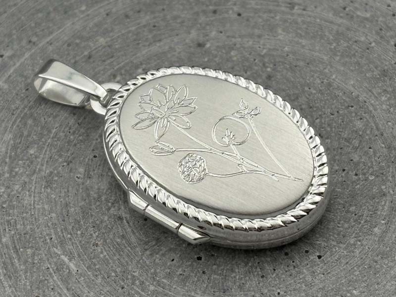Medaillon Silber Groß mit Geburtsblumen